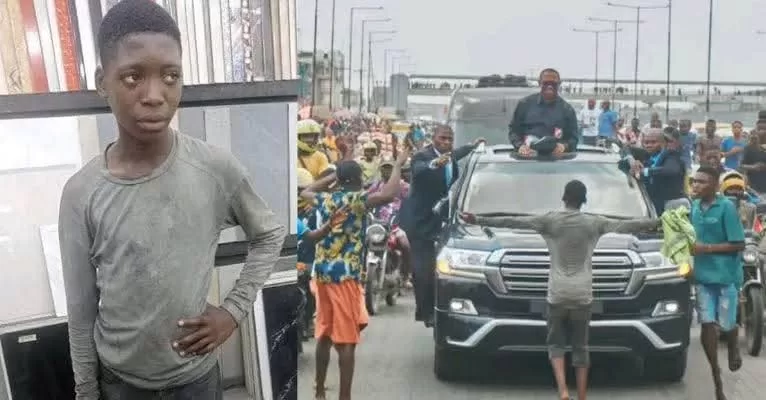 Quadri Yusuf Alabi stood in front of Peter Obi convoy